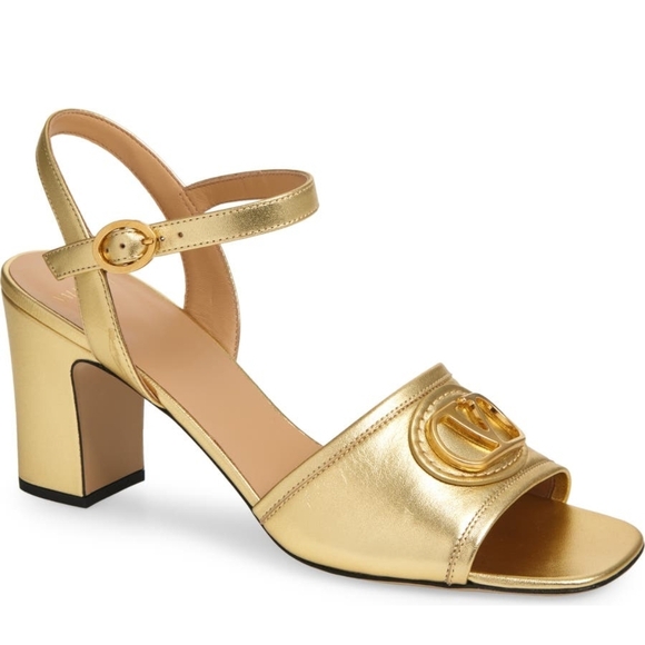 Valentino Garavani Gold Block Heel Sandals